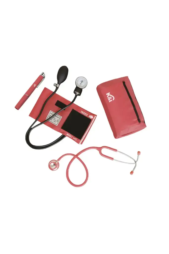 [KI-202PRO-DLX-BGY] KIT TENSIÓMETRO + ESTETOSCOPIO + LINTERNA LED (PROFESIONAL DELUXE) (Borgoña).webp