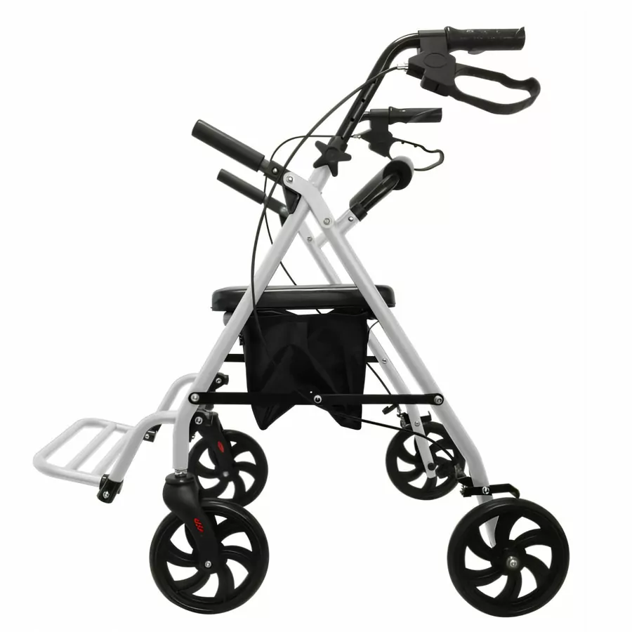 [KI-ST99022PRO-SLV] CAMINADOR PLEGABLE DE ACERO CON ASIENTO Y BOLSO  (Plata)