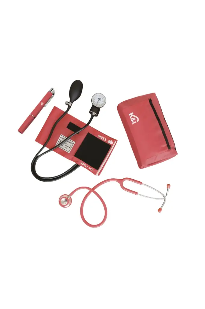 [KI-202PRO-DLX-BGY] KIT TENSIÓMETRO + ESTETOSCOPIO + LINTERNA LED (PROFESIONAL DELUXE) (Borgoña)