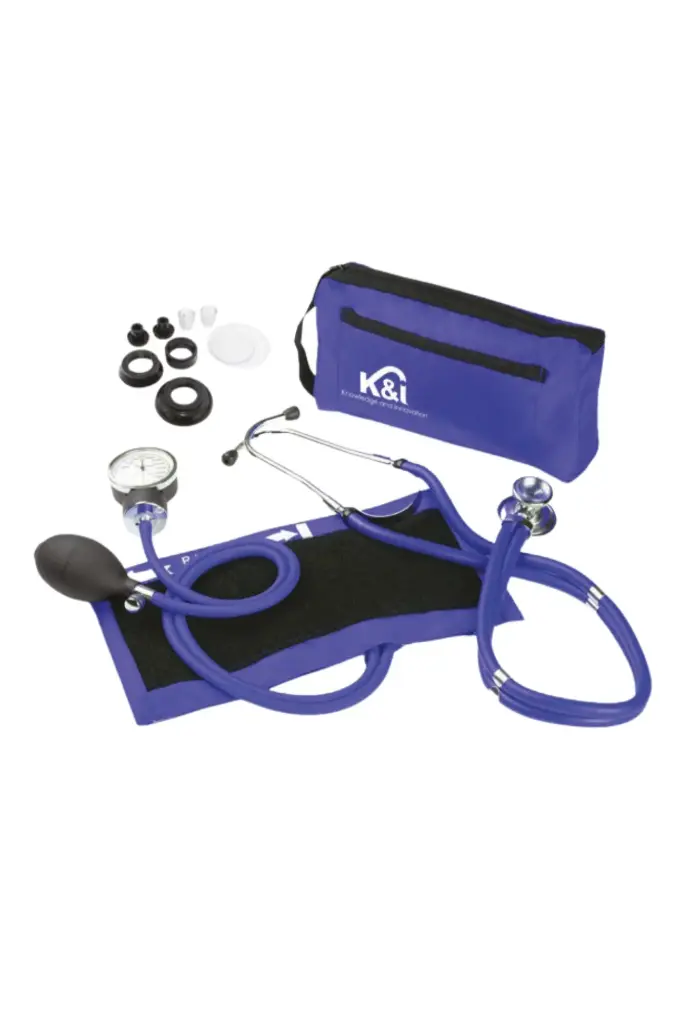 [KI-700BL] KIT TENSIOMETRO Y ESTETOSCOPIO PROFESIONAL RAPPAPORT  (Azul Royal)